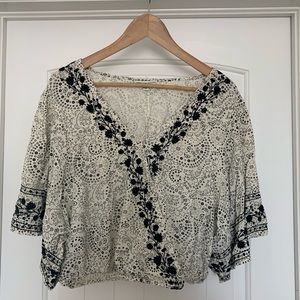 AE Embroidered Crop Batwing Blouse